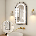 Arched Medicine Cabinet Mirror No Assembly Needed Bathroom Mirror with Storage Recessed or Surface Mount Options (Black-LED, 31.5" L x 19.7" W)