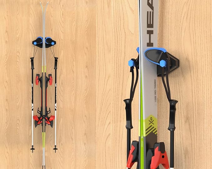 Ski Wall Mount, Snowboard Wall Storage Rack, Ski & Snowboard Rack For Garage Wall, Damage-Free Ski Storage Rack, Ski Holders For Wall, Snowboard Display （1 Pack)