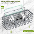 Yougai Shower Caddy, Shower Organizer with Soap Holder and Hooks, Rustproof Shower Shelves, No Drilling Bathroom Organizers and Storage, Wall-Mounted Kitchen & Home Decor (Dark Gray)