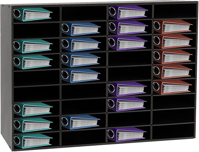 Mail Sorter Organizer, PVC Countertop Literature Organizer, Student Mailbox for Classroom, Desktop Bill Paper Organizer for Office Home School, 36 Compartments, Black