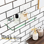KOKOSIRI Bathroom Shelves Wall Mount 12-Inch Floating Tempered Glass Shelf Hanging Rack for Storage Home Decor, Polished Stainless Steel B1107CH-L12