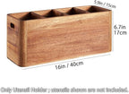 16" Wooden Kitchen Utensil Holder, Extra Large Acacia Wood Organizer for Cooking Tools, Utensils & Cutlery Storage – 4-Compartment Countertop Holder