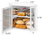 White Bread Box for Kitchen Counter, Bamboo Wood Large Capacity Bread Storage Bin with Acrylic Wavy Door Panel (White, Meduim)