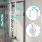 HapiRm Over The Door Towel Rack - 6 Tier Wall Mount Rolled Towel Holder Storage Organizer Shelf with Storage Basket for Small Bathroom, Rv, Camper - White