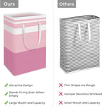 HomeHacks 2 Pack Large Laundry Baskets, Waterproof, Freestanding Laundry Hampers, Collapsible Clothes Hamper with Reinforced Handles in Laundry, College Dorm, Bathroom, Bedroom (Blue+Pink, 88Lx2)