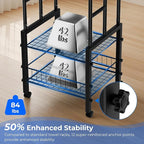 Kayfia 42.7" H Standing Towel Racks for Bathroom with Wheels, Upgraded Large Size 3 Tier Metal Blanket Rack Stand with Shelf and Basket, Storage for Oversized Bath Towels Bathroom Pool Accessories
