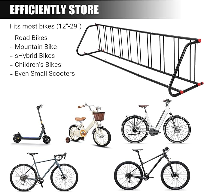 GAOMON Commercial Grid Bike Rack Stand, 10 Holders Capacity Heavy Duty Metal Floor Bike Stand Outdoor Bicycle Rack for Garage School Outdoor Parking Bike Shop, Single Sided