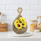 PATIKIL Hanging Fruit Baskets for Kitchen, Medium Size Teardrop Home Decor Storage Hand-Woven Wall Hanging Basket for Garlic Potato Vegetable, Beige