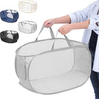 4 Pcs Foldable Pop Up Laundry Hampers, Mesh Laundry Basket with Side Pocket, Dirty Clothes Basket for Bathroom Travel Dorm Home Laundry Room Organization (4 Colors)