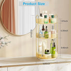 360 Rotating Makeup Organizer - Large Capacity Spinning Perfume & Cosmetic Skincare Holder for Vanity & Countertop (Vibrant Orange, 3 Tier)