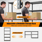 Giantex 4Pcs 5-Tier Storage Shelves, 35.5" x 12" x 72" Height Adjustable Metal Storage Utility Rack Shelf with Anti-Tipping Device, Heavy Duty Garage Shelving for Warehouse, Basement, Kitchen, Black