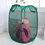 Larpur Pop Up Laundry Basket, Foldable Mesh Laundry Hamper Collapsible Clothes Basket Portable Dirty Clothes Hamper for Home, Dorm, Travel, Green
