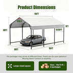 Metal Carport 10x15 ft Heavy Duty Car Port Outdoor Canopy Steel Roof All-Weather Multi-Use Garage Shelter for Car, Boat, Tractor and Truck