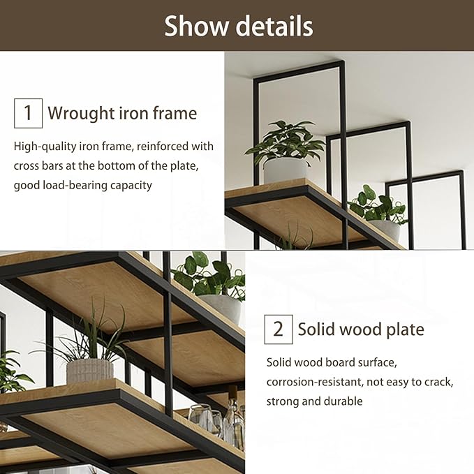Ceiling-Mounted 2-Tier Hanging Plant Shelves | Floating Flower Pot Stand | Kitchen Organizer Rack & Wine Holder | Decorative Storage Display (80x30x80cm)