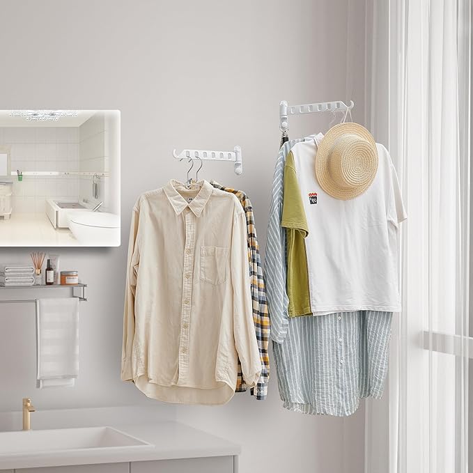 JOOM Laundry Drying Rack Wall Mounted Clothes Drying Rack Clothes Hanger White