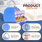 EASYFUN Bento Lunch Box Set Bento Box, 4-Compartment Lunch Containers,High Capacity Lunch Tote Bags for Work, Travel, Outdoor (Blue)