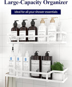 Kitsure Shower Caddy Extra Large - Adhesive Shower Organizer, Stainless Steel Shelf for Inside Shower, No Drill Bathroom Organizers and Storage, Home Decor Accessories, 2 Pack,White