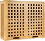 ZYBT Bathroom Wall Cabinet Wall Mounted Organizer, Medicine Cabinet, Over The Toilet Storage, Bamboo Medicine Cabinets with Doors and Shelves, Wall Storage for Bathroom Kitchen Living Room