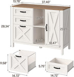 Lateral File Cabinet with 3 Drawers and Door, Farmhouse File Cabinet with Adjustable Shelf for Letter/A4 Size Hanging Files, Printer Stand with Storage Cabinet for Home Office Furniture, White