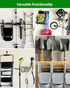 Garden Tool Organizer 48 in with 18 Garage Hooks, Heavy Duty Garage Wall Hooks for Hanging Ladder, Bike, Tool Storage Rack for Yard Tools, Shovel, Shed (23 Pack)