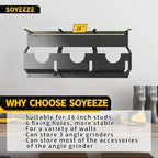SOYEEZE Angle Grinder Holder, Angle Grinder Tool Stand for Milwaukee/Dewalt 2 Pack, 6 Bay Tool Storage Rack, Wall Mount Bracket for Cutters Polishers, Garage and Workspace