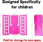 For Kids Ages 1–7 (Up to 48″/120cm) – Mini Kids Clothes Folding Board, Shirt Folder, Compact Laundry Organizer for Small Sizes, Portable Clothes Folder (Magenta)