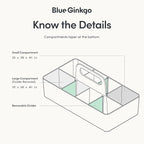 BLUE GINKGO Stackable Organizer Caddy – Korean-Made Portable Tote for Bathroom, Office, Crafts, or School Supplies (Long Rectangle, White)