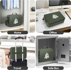 BALEINE Fireproof Document Box with Lock, Portable Fireproof Document Bag Waterproof Fire Proof File Boxes for Documents, File Organizer Box for Important Paperwork (Green, 15''x11''x4'')