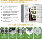 10x12 FT Large Resin Plastic Shed with Floor, Heavy-Duty 21-Gauge Reinforced Steel Frame, 16mm Ultra-Thick Panels, Estate-Size Storage Sheds with 2 Awning Windows for Tractors & Patio Furniture
