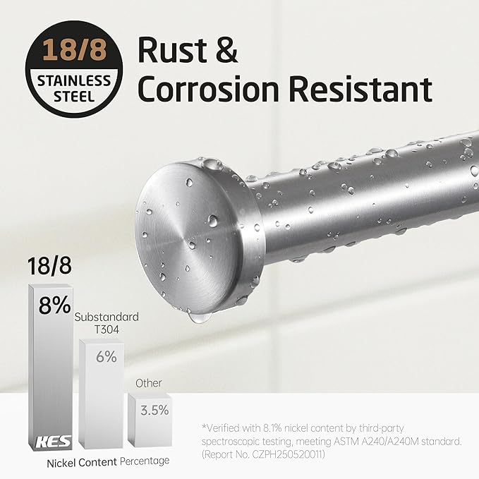 KES Width Adjustable Free Standing Towel Rack with 3X Thicker Weighted Natural Marble Base, 2-Tier Wooden Towel Rack Stand for Bathroom Floor, 18/8 Stainless Steel, Brushed Finish, BTH800-2
