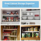 2 Pack Expandable Kitchen Cabinet Shelves Organizers, Stackable Adjustable Small Storage Shelf Rack Stand Riser for Pantry Cabinet Cupboard Kitchen Counter Organization, 22 lbs Capacity, Length:20.5"