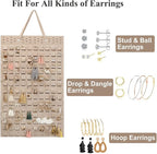 Hanging Earrings Organizer, Earring Holder & 20 Hooks, Holds Up To 300 Pairs, Compact Design, Soft Material, Earring Hanger Earring Display Hanging Organizer for Women Girls -1 Pack