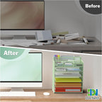 Docnest 6 Tier Mesh Desk Organizer for Paper Office Supplies – Multi-Functional Letter Tray with 5 Adjustable Compartments, 6 Pen Holders, Desktop Storage for Files, Mail, Stationery – Green