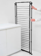 Brabantia HangOn Tower Clothes Drying Rack with Wheels | 98ft (30m) | Matt Black | Tall 3-Tier Indoor Clothes Airer with Adjustable Shelves for Towels, Folds Flat to Save Space | Fits 3 Full Loads