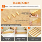 Lifewit 2.4" High 8 Pack Bamboo Drawer Dividers 45-55cm/17.5-22" Adjustable Wooden Drawer Organizer for Clothes/Utensils, Expandable Drawer Separator for Dresser/Kitchen/Bedroom/Office Organization