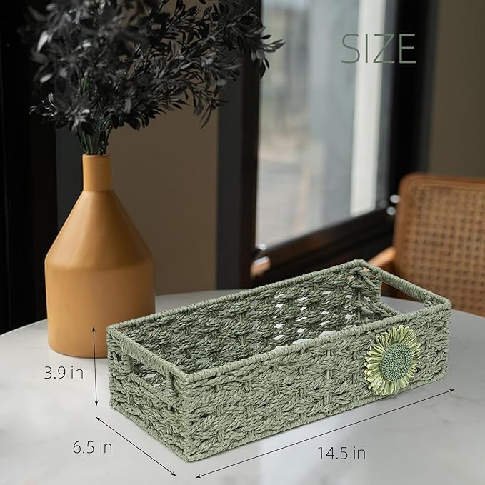 Toilet Paper Basket for Tank Top Bathroom Organizer - Green