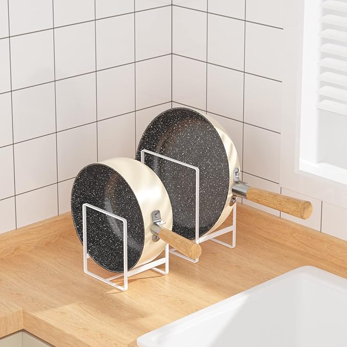 2 Large 2 Small Plate Organizers Holders Upright Cabinet Dish Drying Racks Metal Plate Dish Organizers Racks Stands for Countertop and Cupboard Black