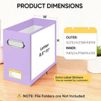 BALEINE File Organizer Box, Cardboard File Folder Organizer with Handle for Letter Size, Portable Collapsible Hanging Filing Box for Home Office Document Storage (4 Pack, Lavender)