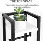 Small Bathroom Storage Cabinet, Narrow Side Bathroom Organizer w/Toilet Paper Roll Holder and Metal Frame, Slim Toilet Paper Storage Cabinet for Bathroom, White