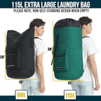 Laundry Backpack with Shoulder Straps，Laundry Bag Extra Large 115L，Laundry Backpack Heavy Duty with 4 Pockets, College Laundry Bags for Dorm Room， Sturdy Clothes Hamper Bags，Laundry Hamper Bag XXL