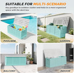 VINGLI 75 Gallon Collapsible Outdoor Storage Box, Simple-to-assemble Plastic Storage Containers with Lid, Patio Deck Box Furniture for Garden, Pool, Balcony, Yard (Green)