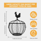 Wire Egg Basket for Gathering Fresh Eggs Collecting Basket With Handle, Decorative Egg Metal Basket for Counter, Fresh Chicken Egg Basket With Chicken Decorated Lid, Countertop Egg Fruit Storage