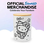 Silver Buffalo Sanrio Hello Kitty Halloween Spooky Mummy Ceramic Cookie Snack Candy Jar with Airtight Bamboo Lid (Small)