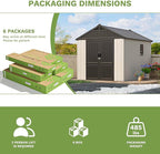 Patiowell 8 x 10 FT Resin Outdoor Storage Shed with Floor, Plastic Shed with Window and Lockable Door for Garden, Backyard, Tool Storage Use, Easy to Install in Beige (Kick-it Shed)