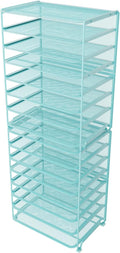 Simple Trending 2 Pack 8 Tier Letter Tray Paper - Mesh Desk File Organizer for Office School Desktop, Blue