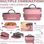 Lunch Box, Stackable 2 Layers Containers, Portable 64OZ Large Capacity Leakproof Bento Box with Spoon & Fork & Sauce Boxes, Microwave Safe Lunch Box for Kids and Adults