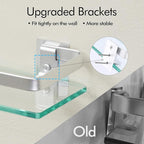 KES 3 Pack Glass Shelf for Bathroom, Glass Bathroom Shelf Floating Glass Shelf for Wall Aluminum Extra Thick 8MM Tempered Glass Shelves Rectangular Wall Mount Silver, A4126A-P3