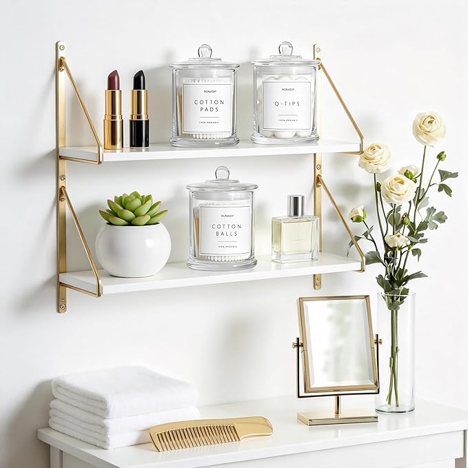 3 Pack Qtip Holder Dispenser, 16oz Bathroom Organizer and Storage Canisters, Glass Apothecary Jars with Lid - Home Decor, Room Decor Aesthetic(Transparent)