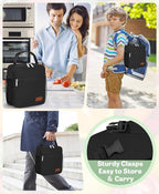 Small Lunch Box Insulated Lunch Bag for Men Women Kids, Reusable Lunch Bags Portable Small Lunch boxes Cooler Bag for School/Work/Picnic, Black 12-Can(6.5L)