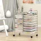 RELAX4LIFE 12-Drawer Rolling Storage Cart - Mobile Utility Drawer Carts with Wheels, Craft Organizers Cart for Organization and Storage, Classroom, School, Office, Home